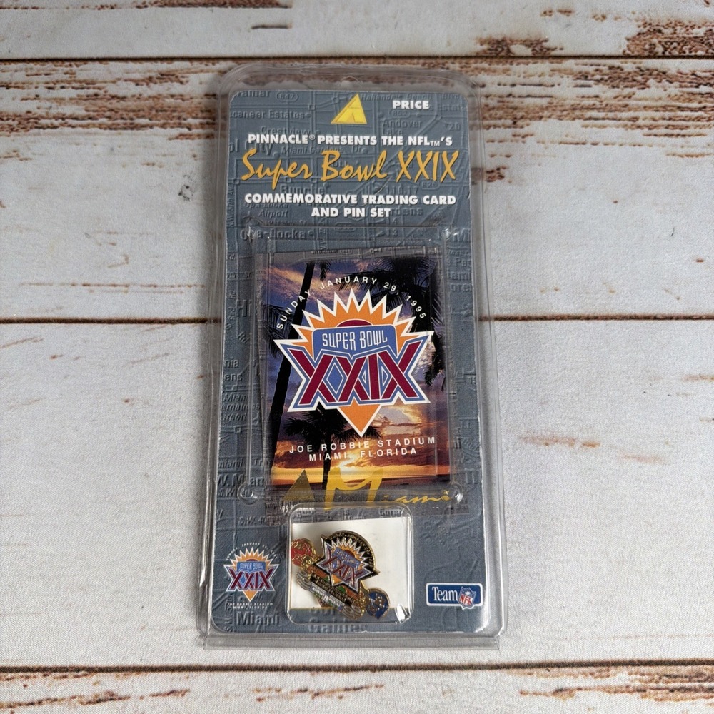 Pinnacle 1995 Super Bowl XXIX Commemorative Trading Card & Pin Set New Sealed